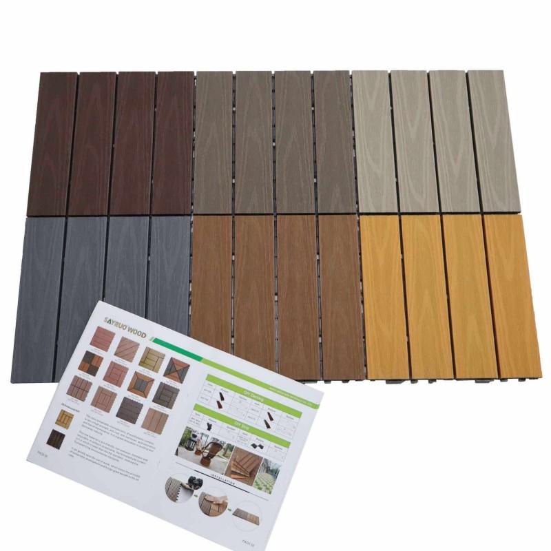Ladrilhos de deck WPC intertravados coextrudados para uso externo em todas as condições climáticas - SAYRUO