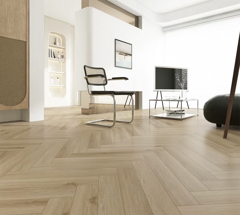 Eleve sua sala de estar com piso SPC espinha de peixe: estilo, durabilidade e praticidade
